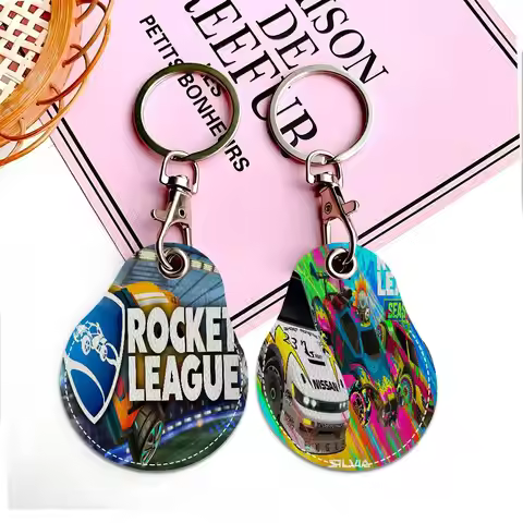 Rocket League Key Fashion PU Water Shape Keychain Women Car Key Holder Home Key Ring Charm Bag Car P