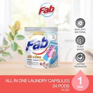 Fab All in One LOW SUDS Laundry Capsules Rose 24pcs Refill