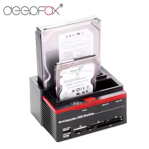 DeepFox 2.5/3.5" SATA IDE HDD Docking Station Clone HDD Enclosure USB 2 Ports USB 2.0 Type C Hub MS/
