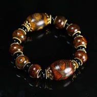 {Real Agate} Natural Agate Dzi Beads Three Eye Dzi Beads Nine Eye Dzi Beads Bracelet Bracelet Retro 