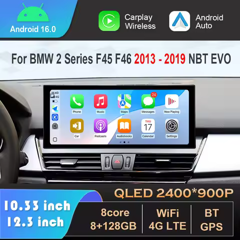 Android 16 for BMW 2 Series F45 F46 2013 2014 2015 - 2019 NBT EVO System Carplay 4G Wifi GPS Car Rad