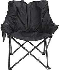 Heated Camping Chair, USB Heated Folding Chair Portable Heated Seat Cushion Foldable Chair with 3 Heat Settings, Stainless Steel Frame, Perfect for Outdoor, Sports, Beach (Black)