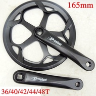 36/42/44/48/52Gear-driven folding bicycle crankset 165mm Aluminum alloy square hole crankset single 