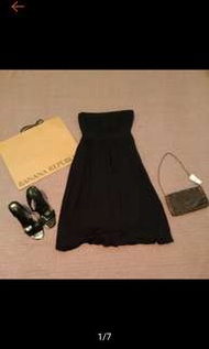 BANANA REPUBLIC 時尚 經典黑 絲質 平口 洋裝 小禮服 連身裙 九成新