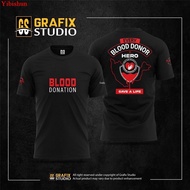 Hero Blood Donor Tee - 'Save A Life' Red Motif with Global Map & Heart Symbol