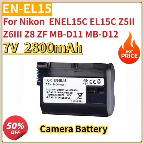 New Replacement Camera Battery 7V 2800mAh EN-EL15C for Nikon ENEL15C EL15C Z5II Z6III Z8 ZF MB-D11 M