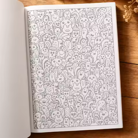 Trace & Color Doodles Book for Teens & Adults, 28 Pages Relaxing Trace-and-Color Activity Book for S