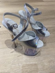 Pleaser Silver Heels US6 8” pole heels