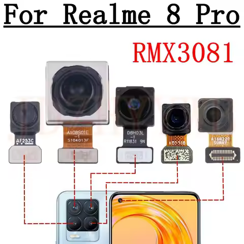 Front Rear Camera For Realme 8 Pro RMX3081 Selfie Wide Back Main 108MP Camera Module Flex Cable Part