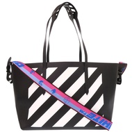 成色極佳 Off-White 斜紋活頁夾購物袋，黑色皮革，兩用手提包 1311 [二手] OFF-WHITE