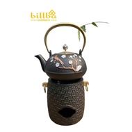 Cast iron stove set, cast iron tea kettle, household cast iron teapot with Billbaoutdoors alcohol ch