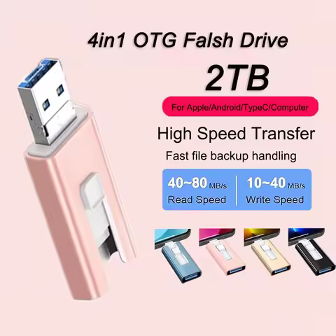 4in1 OTG Falsh Drive 512 GB for iPhone USB 3.0 Flash Drive 2TB 1T Android TYPE-C Pen Drive Mobile Mi