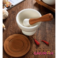 5STAR Quality Ceramic Mortar And Pestle with wooden handle Lesung Batu
