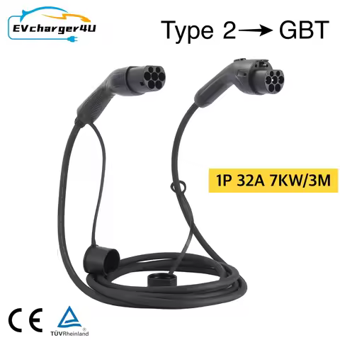 EVcharger4U EV Charging Cable Type 2 to GBT 1Phase 32A 7KW 3M Type2 Charger Socket to Chinese GB/T E