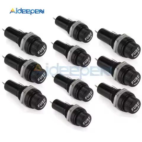 10Pcs/lot 5x20mm Fuse Holders 5x20 mm Black Insurance Tube Socket Fuse Holder 10A 250V AC 15A 125V A