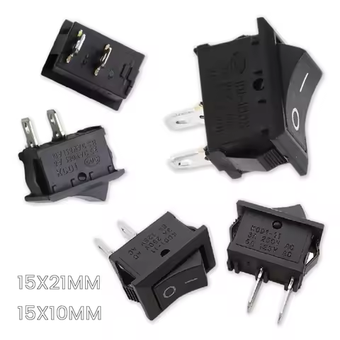 Rocker Switch SPST ON-OFF KCD1 KCD11 2 Pin 15x21mm 10x15mm Snap-in Panel Mount Boat Switch