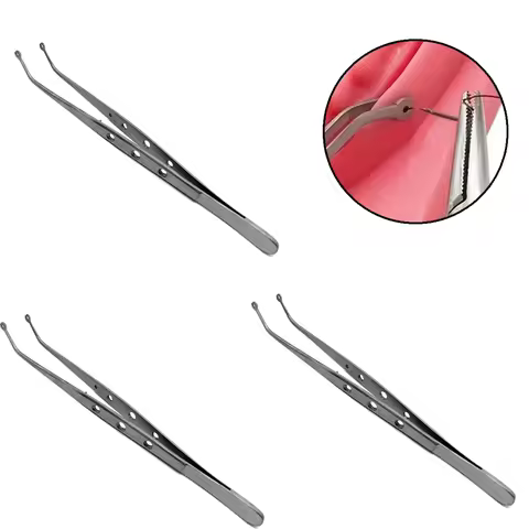 Dental Stitching Stainless Steel Tweezer Serrated Tip Holder Suture Forcep Dentist Oral Care Teeth W