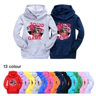 Squid Game Boys Girls Pocket Hoodie Spring Autumn Long Sleeve Hooded Cartoon Sweater Sports Casual Pullover 1398 Kids Clothing