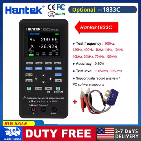 Hantek1833C LCR Hantek1832C Digital LCR Meter Handheld Portable Inductance Capacitance and Resistanc
