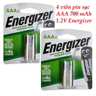 Bộ 4 viên pin sạc AA (2a) hoặc AAA (3a) - 1.2V Energizer 2000mAh 2300mAh 700mAh 800mAh dùng cho thiế
