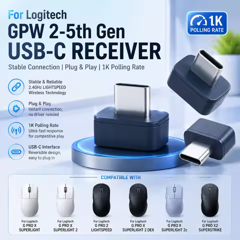 For Logitech G PRO X SUPERLIGHT/SUPERLIGHT 2/G PRO 2 LIGHTSPEED USB-C Receiver Dongle Plug Type-C Ad