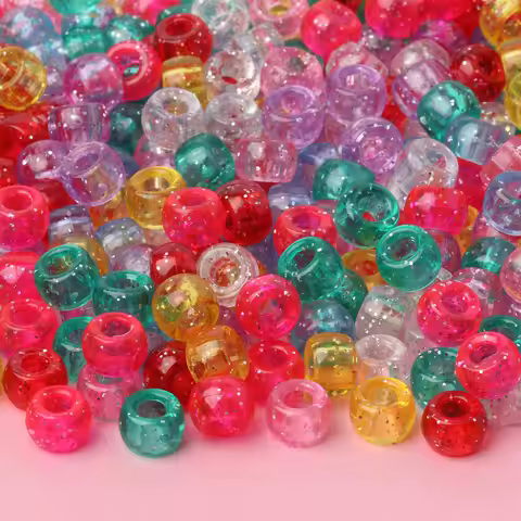100pcs 6x9mm Mixed Sequin Pony Beads Acrylic Beads Big Hole Spacer Beads For Diy Craft Kid Jewelry B