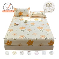 DANSUNREVE Floral Fitted Bedsheet Pure Cotton 1200TC Queen Size Bedsheet Soft for baby skin high density mattress cover durable cover for famliy size bed green/blue