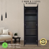 【Ready stock】₪❐⊙[Bigger Size 180cm Height] RumahAku 2 Door Wardrobe &amp; 5 Level / Almari Baju / Almari Pakaian - 9003005S