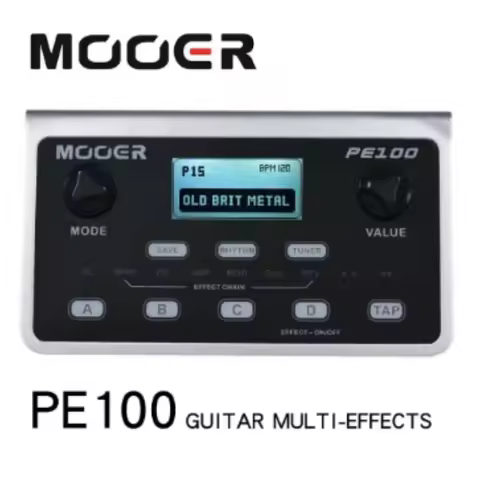 MOOER PE100 Electric Guitar Effect Pedal Multi-effects Processor 40 Drum Patterns 10 Metronomes Tap 