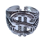 Hip Hop Dollar Symbol Ring Open Design Adjustable Punk Ring