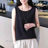 Japanese-Style Cotton Linen Vest, Summer Loose Fit, Sleeveless, Retro, 0604C