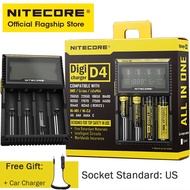 NITECORE D4 Digicharger LCD ของแท้ที่ชาร์จแบตเตอรี่อัจฉริยะ18650 14500 16340 26650แบตเตอรี่ขนาด AA A
