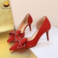 VRAIEMODE Fashion High-Heeled Shoes Woman Pumps with crystal butterfly decoration Wedding Shoes Stil