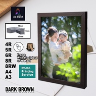 Dark Brown Wood Frame  4R 5R 6R 8R 8RW A4 A3 Photo PVC Sheet Frame | Certificate Frame