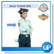 Baju Tunas Kadet Remaja Sekolah TKRS Hijau Muda Lengan Panjang Baju Kemeja Uniform Kokurikulum Baju dan Lencana