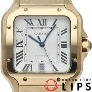 卡地亞 Santos de Cartier LM 腕錶 WGSA0029，保固卡，錶帶，扣，K18YG黃金，男士腕錶，銀色，拋光，成色極佳 [二手]