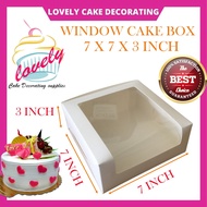 L SHAPE Cake Box Window ( White ) 7X7X3 Folding Box with Window, Kuih Lapis Box (Made in Malaysia) R