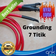 MERAH 7 Point NYAF 6mm Red Grounding Cable Negative Cable Mass