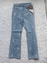 Burberry logo jeans 刺繡淺藍色高腰牛仔褲