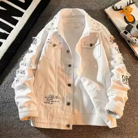 2025 Denim Jacket Patches Windbreaker Cotton Trucker Jacket Men Cowboy Western Lined Fashion