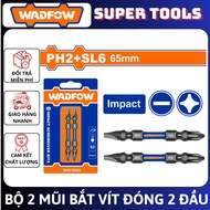 WADFOW TOOLS Set of 2 double-headed screwdriver bits PH2+SL6 65mm WSV3K63