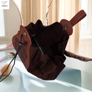 [pes] Retro Leather Dice Bag Tray Drawstring Coin Purse Waist Bag Storage Pouch For Coin Dices Small