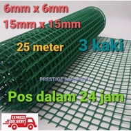 3ft x 25m 1 roll Halang Kucing Masuk Jaring Pagar Plastik Hijau/ Jaring Hijau / Green PVC Square Net