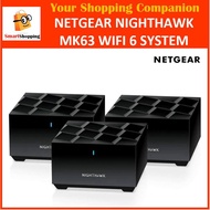 Netgear Nighthawk MK63 Whole Home Mesh WiFi 6 System - AX1800 Router with 2 Satellite Extender, Cove