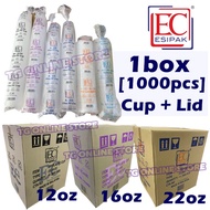 [1000pcs] 12oz / 16oz / 22oz PP Cup With Flat Lid Cawan Plastik & Penutup Cawan /Drinking Cup/ Party