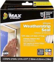 Duck Brand Max Strength Silicone Weatherstrip Seal for Doors and Windows, Self-Adhesive, Fits Medium