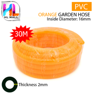 HL MALL 30M Water Hose Garden Hose Lawn PVC Pipe Thick Orange PVC Hose 2MM Thickness 16mm Diameter