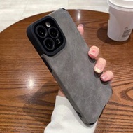 1pc Solid Color TPU Leather Velvet Texture Basic Phone Case, Suitable For IPhone 11, 12, 13, 14, 12 