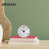 [AWHAO] Clock Insert Retro 2.8 inch 70 mm White Face Silver Trim Repair Part Easy to Install Clock H