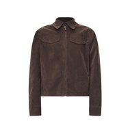 Empty Page Coffee Brown Suede Jacket แจ็คเก็ตแบบมีซิปแบบลำลอง แจ็คเก็ตสั้นทรงหลวมสำหรับผู้หญิง ฤดูใบ